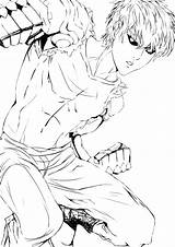 Punch Man Lineart Anime Deviantart Genos sketch template