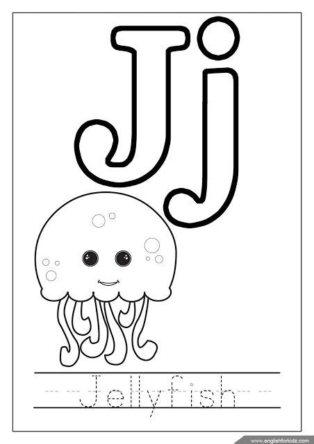 alphabet coloring page letter  coloring    jellyfish