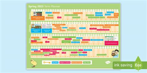 spring spring term  display calendar twinkl