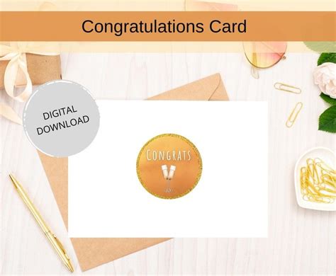 printable congratulations card digital cards  etsy