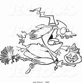 Halloween Cartoon Witch Coloring Broom Vector Flying Outline Her Leishman Ron Royalty sketch template