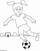 Soccer Coloring Pages Girl Kids Playing Color Clipart Football Player Play Drawing Print Printable Sports Boys Getdrawings Getcolorings Colorings Colori sketch template