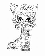 Monster High Coloring Pages Baby Catty Noir Toralei Print Kids Printable Wolf Clawdeen Dolls Little Babies Printables Doll Colouring Stripe sketch template