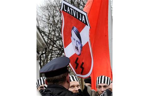 Supporters Of A Nazi Ss Division Formed During Ww2 March In Riga Latvia