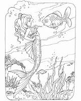 Mermaid Coloring Pages Printable Adult Book Printables Print Mermaids Realistic Sea Beautiful Sheets Kids Real Under Bjl Fantasy Books Adults sketch template