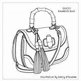 Bag Drawing Gucci Sketch Illustration Borsa Bags Designer Bamboo Disegno Handbags Handbag Leather Illustrator Cad sketch template