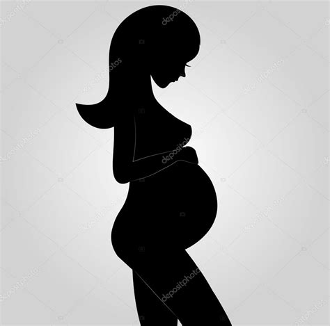 silhouette einer schwangeren frau auf grauem hintergrund