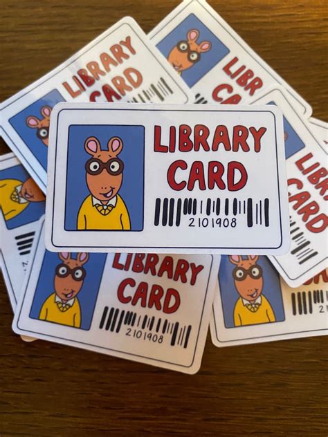 library card sticker arthur inspired sticker etsy