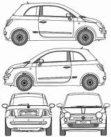 Fiat 500 Blueprints Blueprint 2009 Hatchback Blueprintbox Abarth Car Cars Plans sketch template