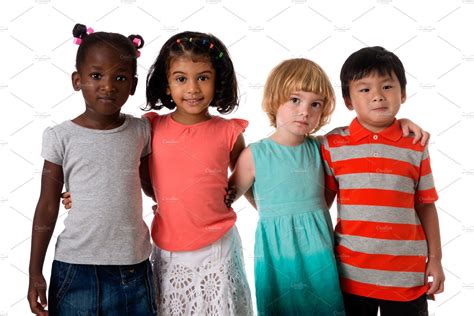 group  multiracial kids portrait high quality people images