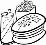 Coloring Pages Fries Hamburger French Food Fast Cartoon Book Illustration Getcolorings Getdrawings Set Clip Colorings sketch template