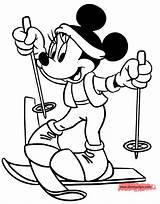 Minnie Coloring Pages Mouse Sports Skiing Disneyclips Funstuff sketch template