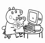 Pig Peppa Coloring Pages Cartoon Kids Printable Online Computer Getdrawings Drawings Cartoons 63kb 1556 sketch template