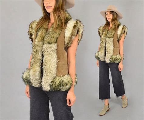 shearling fur vest fur vest shearling suede fur vest