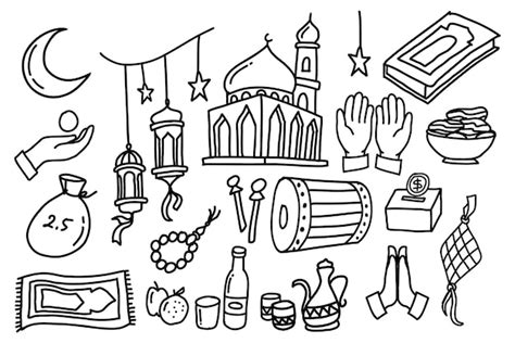 premium vector eid al fitr symbol  icon design doodle style vector