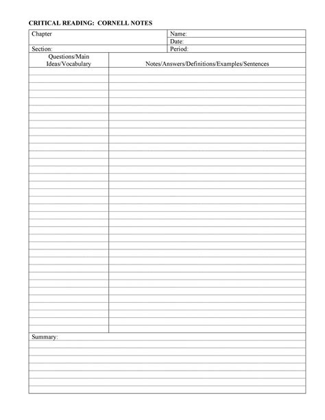 microsoft word note  template