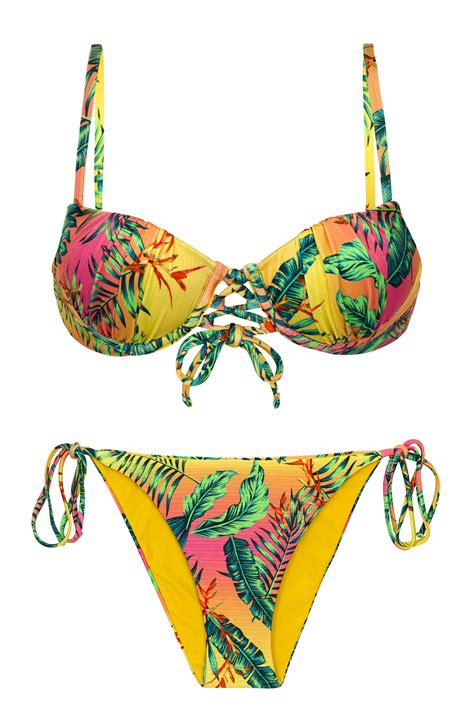 colorful tropical push up balconette bikini set sun sation balconet