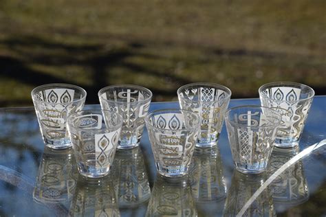 7 Vintage Mid Century Double Shot Glasses Set Of 7 Vintage Whiskey