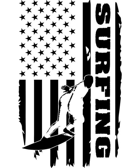 surfing surfer american flag usa digital art  michael  fine art