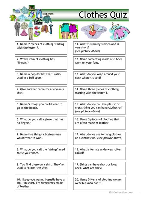 clothing  spanish worksheets db excelcom