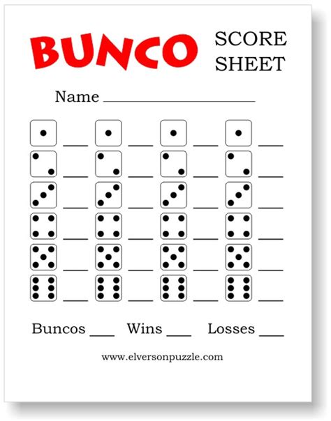 bunco score sheets  printable bunco score cards