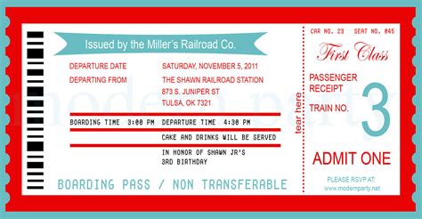 train ticket template template business
