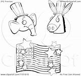 Donkey Elephant Republican Flag Democratic Clipart Cartoon American Vector Coloring Thoman Cory Outlined 2021 sketch template