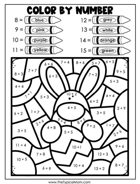 easter color  numbers printables