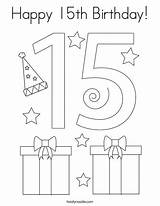 Birthday Coloring Happy 15th Pages Noodle Twistynoodle Choose Board Kids sketch template