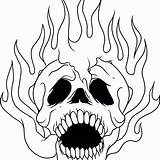 Skull Coloring Pages Drawing Flaming Skulls Graffiti Flames Advanced Sugar Skeleton Evil Printable Animal Pdf Print Color Fire Clipartmag Getcolorings sketch template