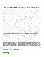 bilingual education   philippines research paper converteddocx