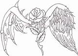 Coloring Wings Pages Angel Drawing Tattoo Crosses Heart Rose Adults Drawings Realistic Designs Color Print Angels Cool Cross Adult Printable sketch template