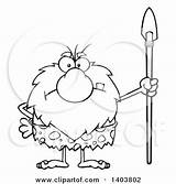 Caveman Mascot Lineart Mad Standing Character Illustration Spear Royalty Clipart Toon Hit Cartoon Vector 2021 sketch template