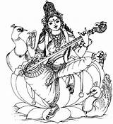 Hindu Saraswati Gods Goddesses Mythology Durga Coloriages Inde Maa Sarasvati Tamil Vishnu Mythologie Deesse Adultes Justcolor Créateur Brahma Agit épouse sketch template