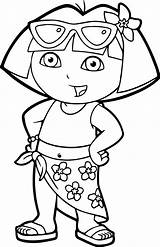Dora Coloring Beach Dress Pages Wecoloringpage Para Exploradora La Seleccionar Tablero sketch template