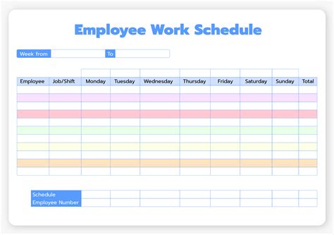 printable blank work schedule