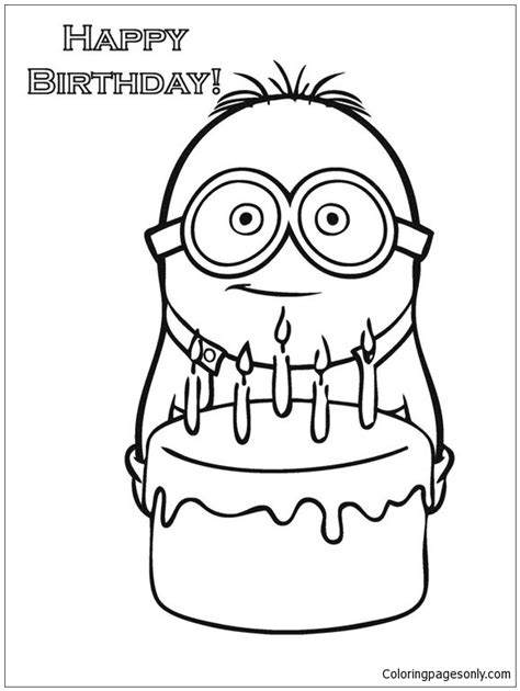 happy birthday minion coloring pages cartoons coloring pages