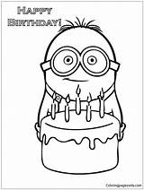 Minion Happy Birthday Pages Coloring Printable Color Coloringpagesonly sketch template