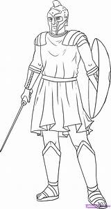 Coloring Gladiators Sparta Dragoart sketch template
