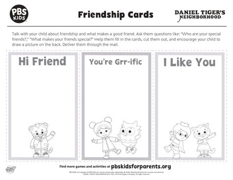 friendship cards kids coloring pages pbs kids  parents
