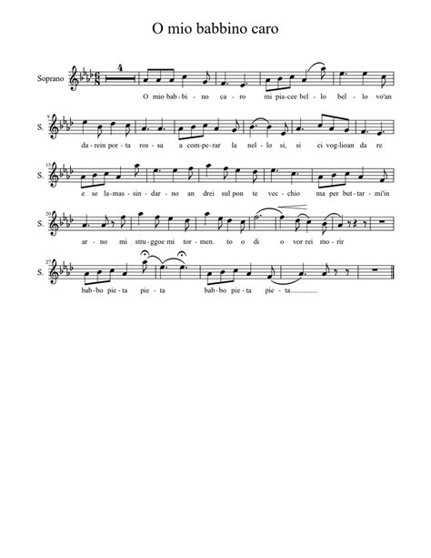 o mio babbino caro sheet music download free in pdf or