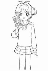 Sakura Coloring Pages Kids Cardcaptor Anime Printable Fun Card Carte Magique Et Source La sketch template