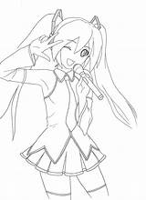 Miku Hatsune Coloring Pages Lineart Drawings Vocaloid Color Deviantart Getcolorings Print Printable Getdrawings Wallpaper Colorin sketch template