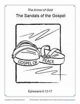 Coloring Gospel Sandals God Armor Printable Kids Pages Children Bible Righteousness Breastplate Sundayschoolzone Activities Activity School Testament Archives Pdf Sunday sketch template