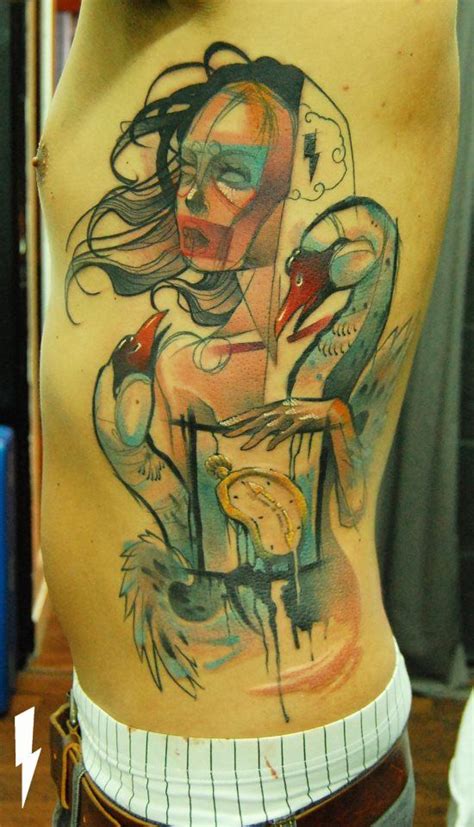 Abstract Swan With Woman Abstract Tattoo Portrait Tattoo Tattoos