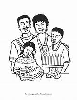 Kwanzaa Family Celebrating Primarygames Coloring sketch template