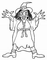 Witch Coloring Pages Scary Witches Color Colouring Halloween Kids Printables Characters sketch template