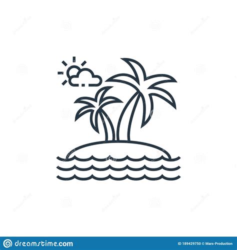 island vector icon isolated  white background outline thin