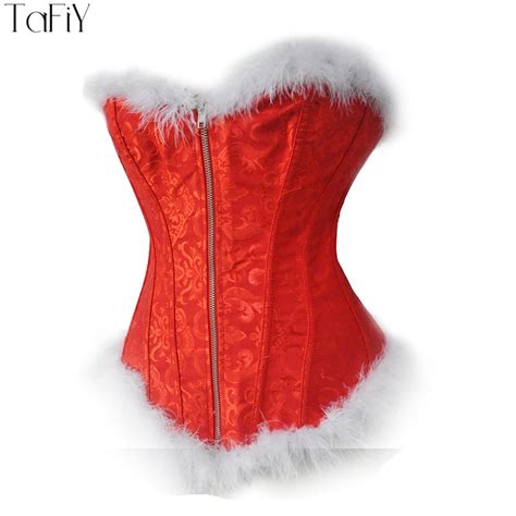Tafiy Sexy Christmas Corset Costume Women Miss Santa Bustier Top