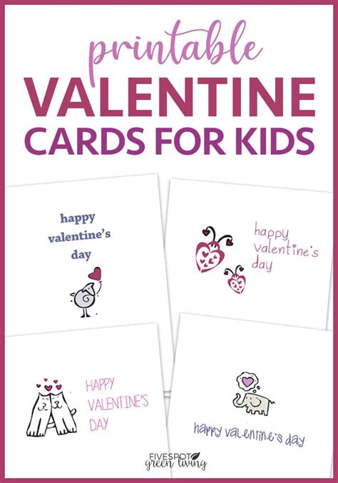printable valentines cards  kids  spot green living